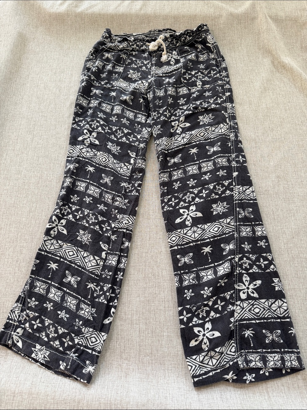 Cali 1850 Linen Blend Pants Womens‎ Large Boho Beachy Batik Coastal bohemian
